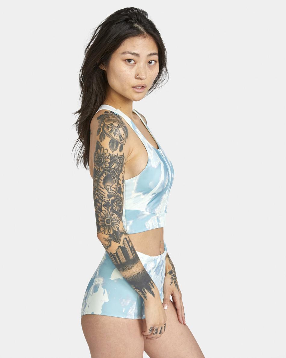 Arriba De Bikini Rvca Wavelength Zip Top Racerback Mujer Sea Tie Dye | CONEJ65964