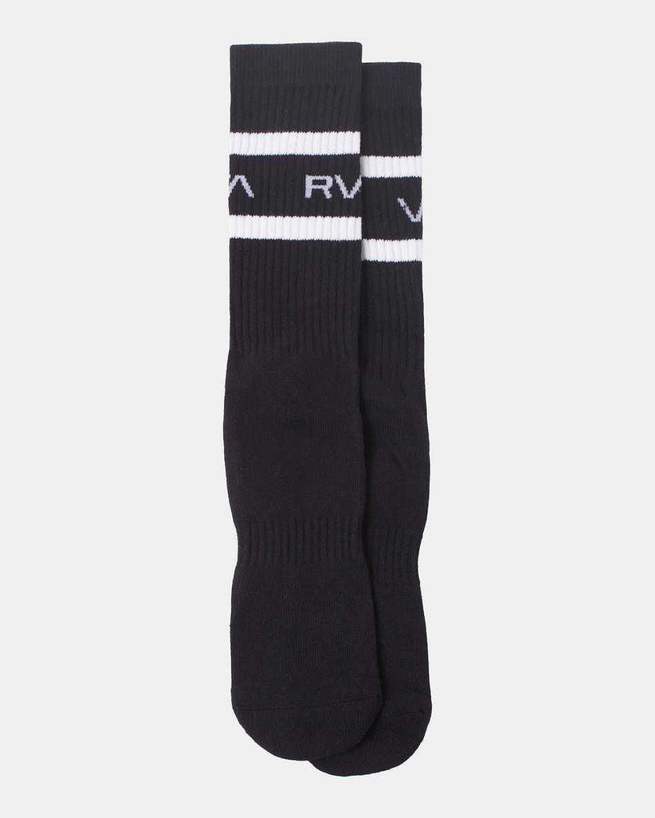 Calcetines Rvca 2 Pack A Rayas Crew Hombre Negras | ACODF48591