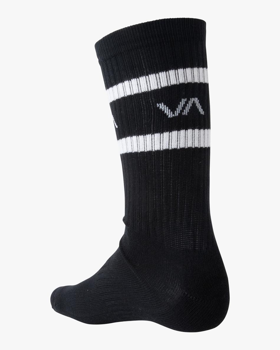 Calcetines Rvca 2 Pack A Rayas Crew Hombre Negras | ACODF48591