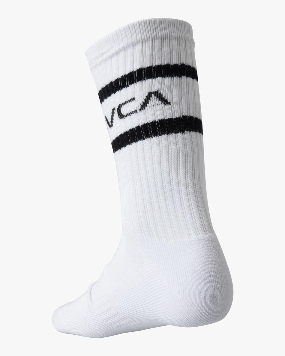 Calcetines Rvca 2 Pack A Rayas Crew Hombre Blancas | ACOWC11734