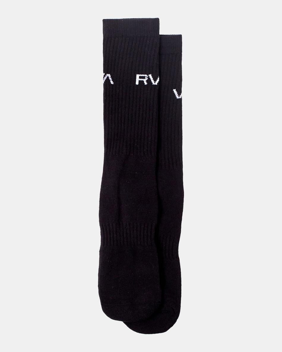 Calcetines Rvca 2 Pack Basic Logo Crew Hombre Negras | COXBR80839