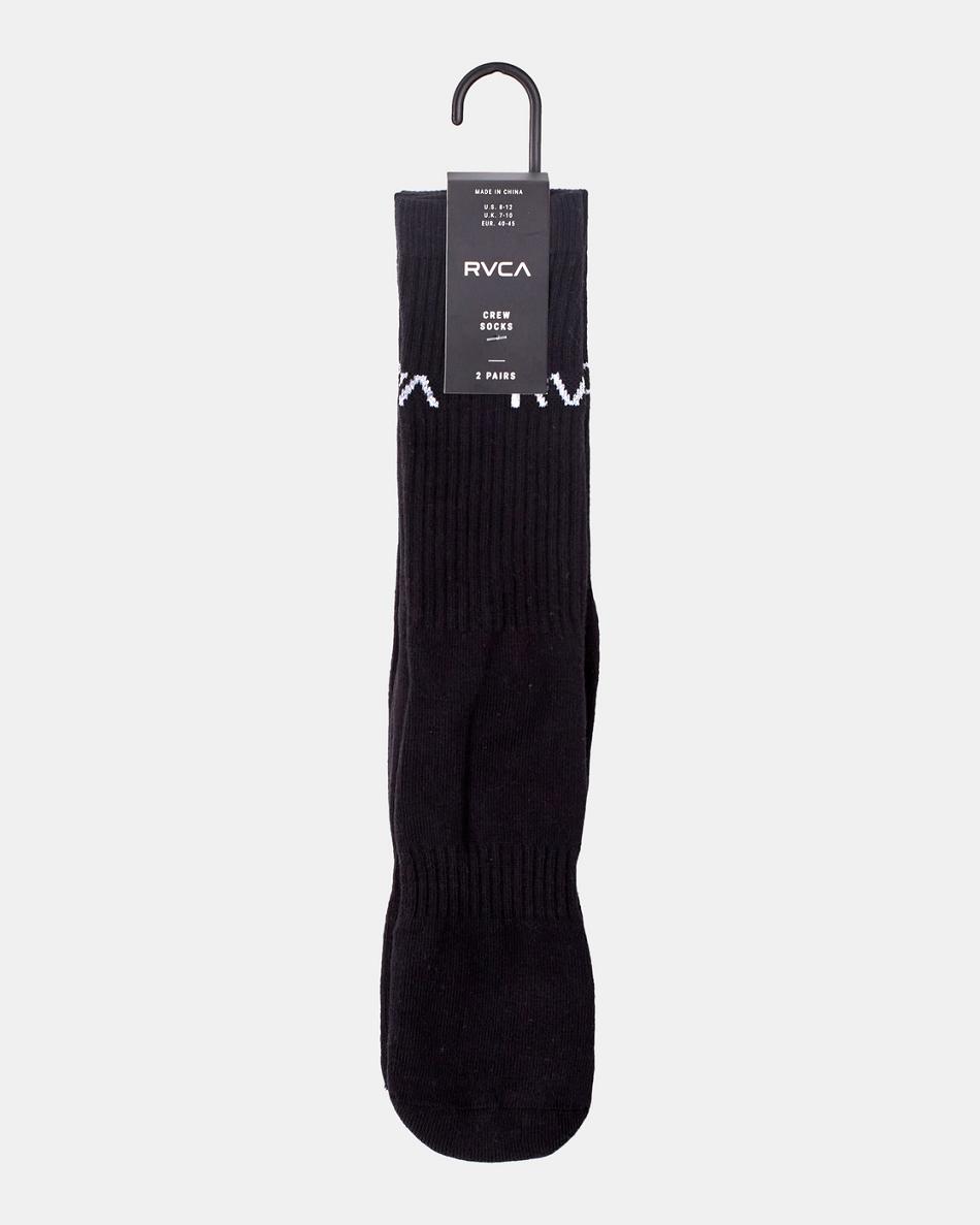 Calcetines Rvca 2 Pack Basic Logo Crew Hombre Negras | COXBR80839