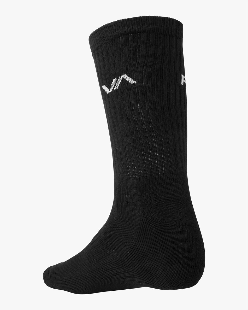 Calcetines Rvca 2 Pack Basic Logo Crew Hombre Negras | COXBR80839