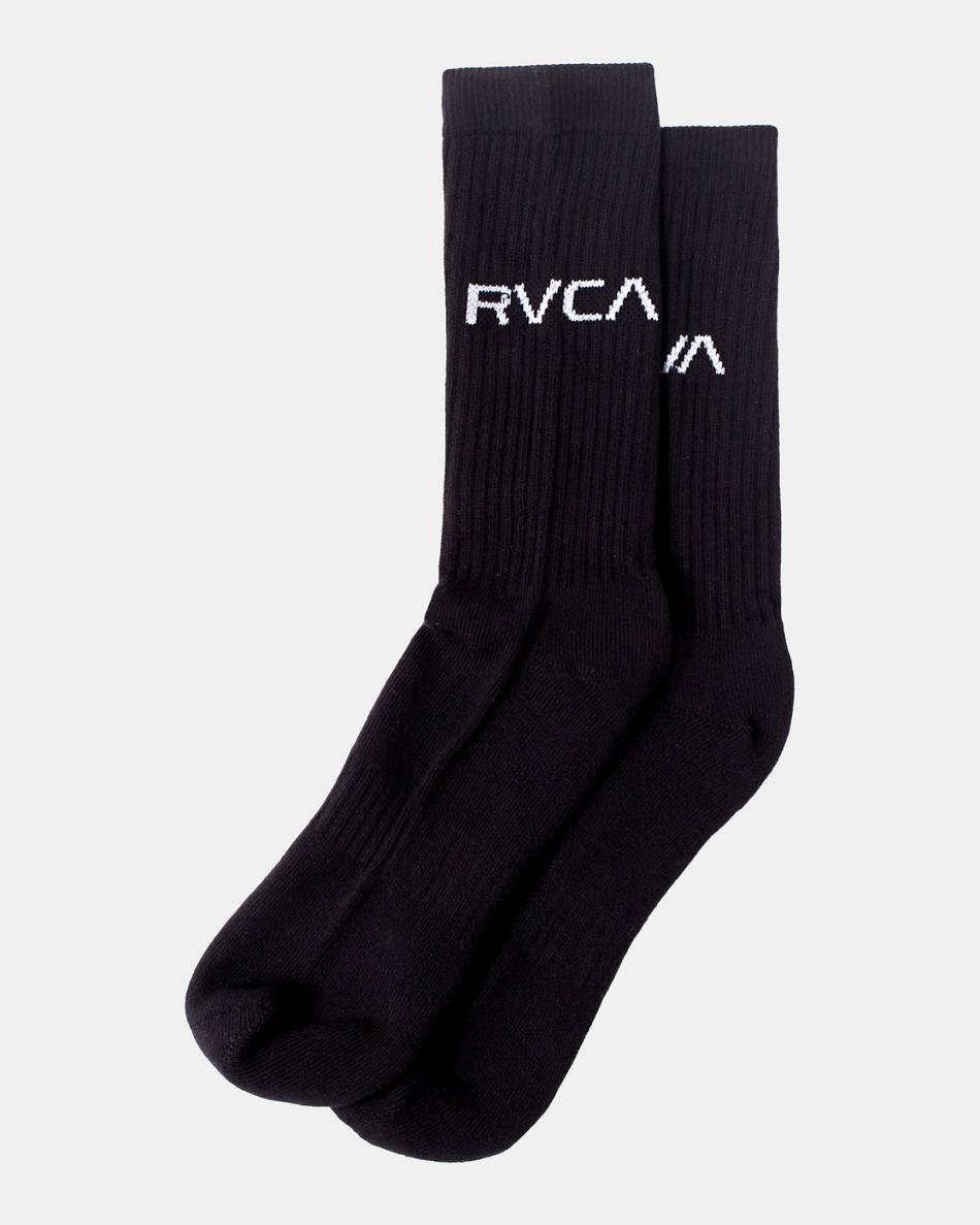 Calcetines Rvca 2 Pack Basic Logo Crew Hombre Negras | COXBR80839