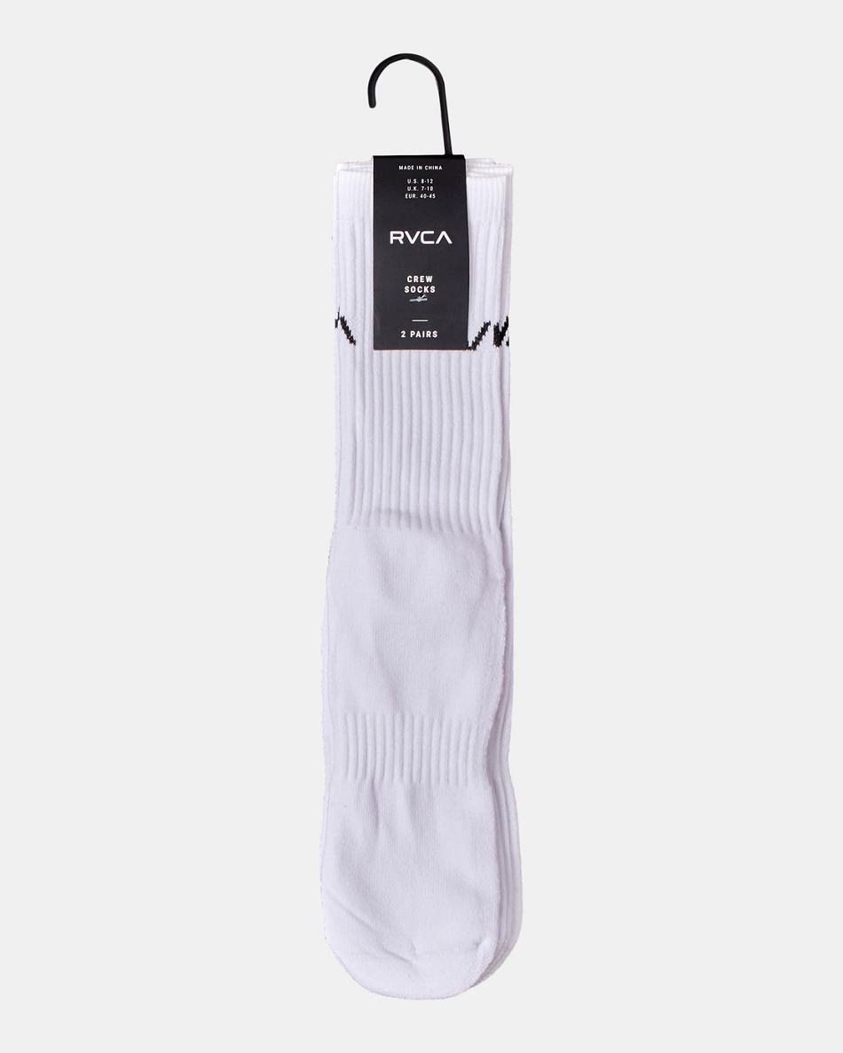 Calcetines Rvca 2 Pack Basic Logo Crew Hombre Blancas | DCOKV94034