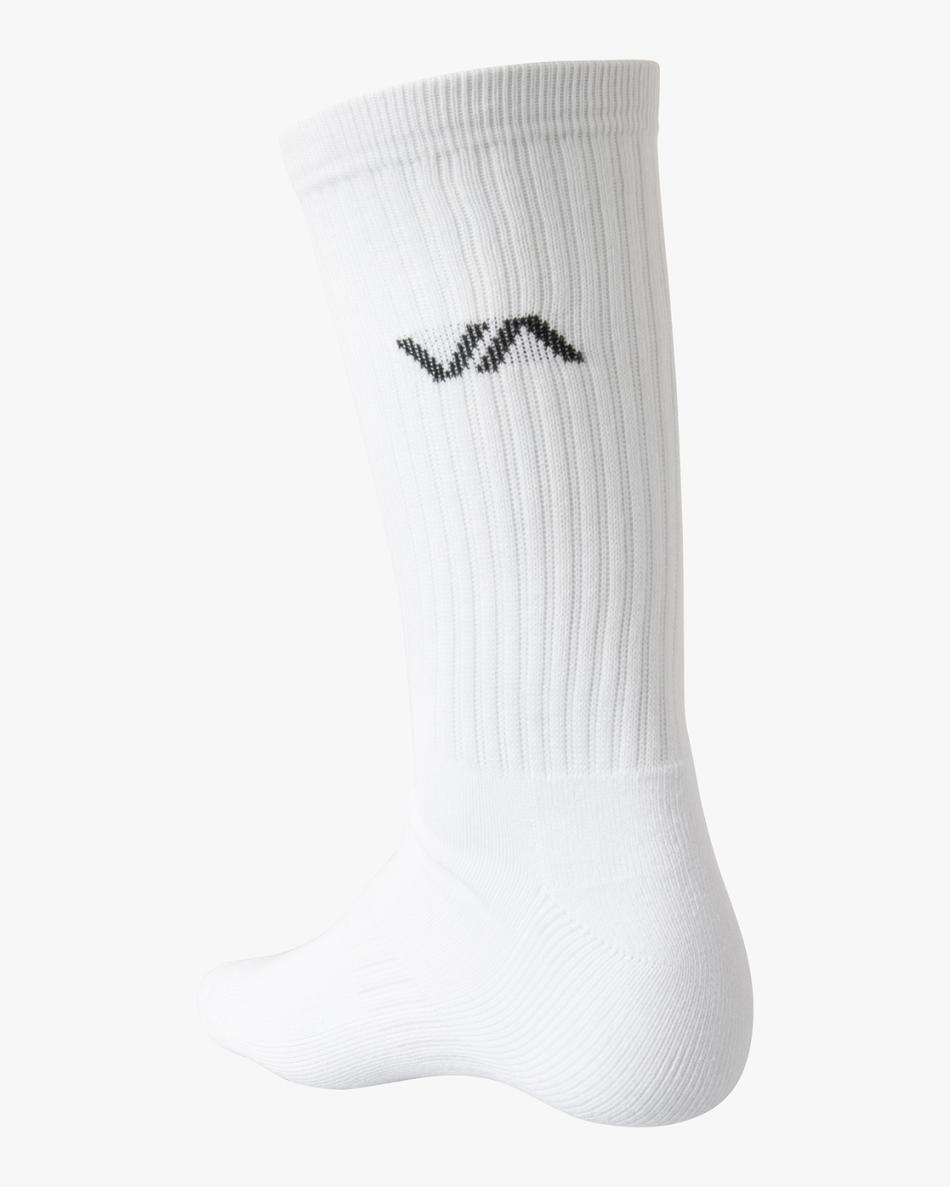 Calcetines Rvca 2 Pack Basic Logo Crew Hombre Blancas | DCOKV94034