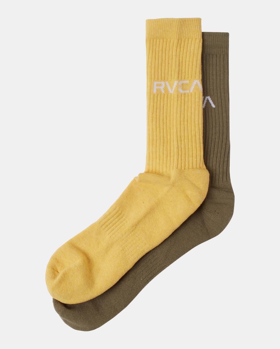 Calcetines Rvca 2 Pack Basic Logo Crew Hombre Verde | DCOVO23830