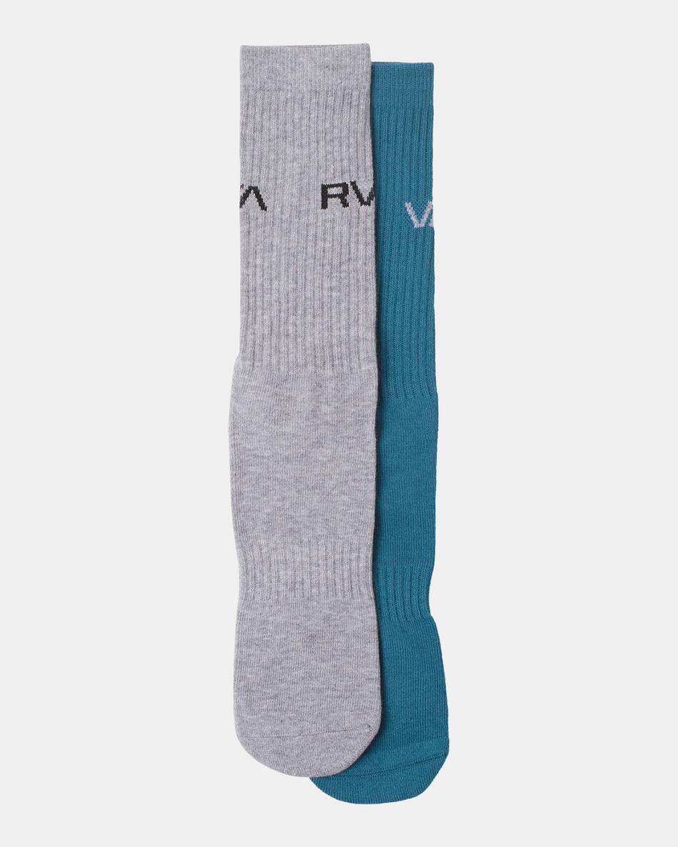 Calcetines Rvca 2 Pack Basic Logo Crew Hombre Azules | SCOVO60454