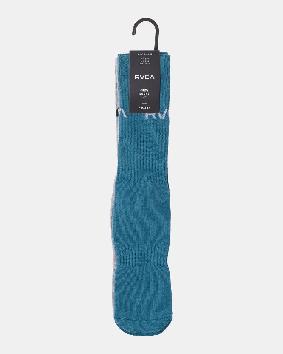 Calcetines Rvca 2 Pack Basic Logo Crew Hombre Azules | SCOVO60454