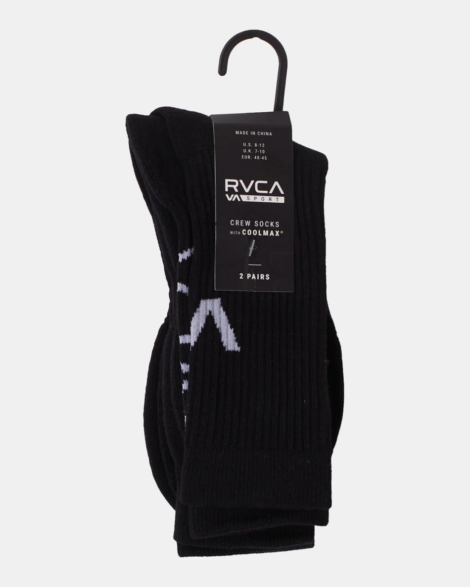 Calcetines Rvca 2 Pack Deporte Vent Cushion Crew Hombre Negras | COJVR64674