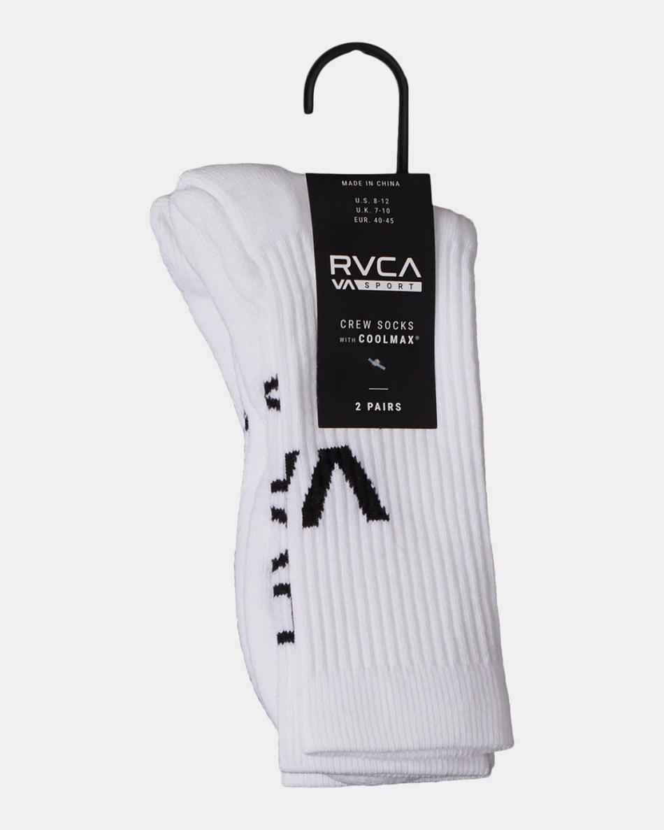 Calcetines Rvca 2 Pack Deporte Vent Cushion Crew Hombre Blancas | COZDE30021