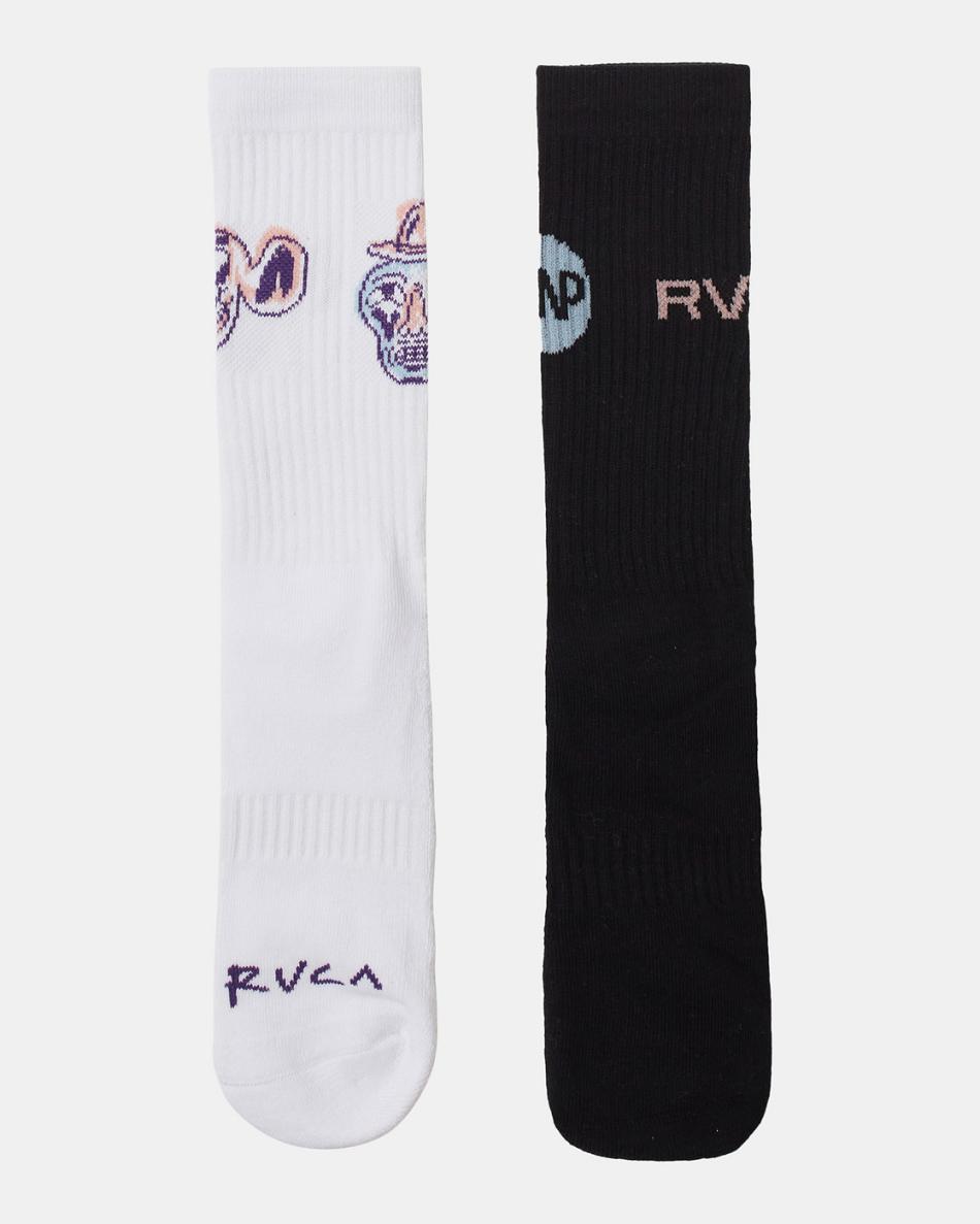 Calcetines Rvca 2-Pack Dmote ANP Crew Hombre Blancas | COJZR58573