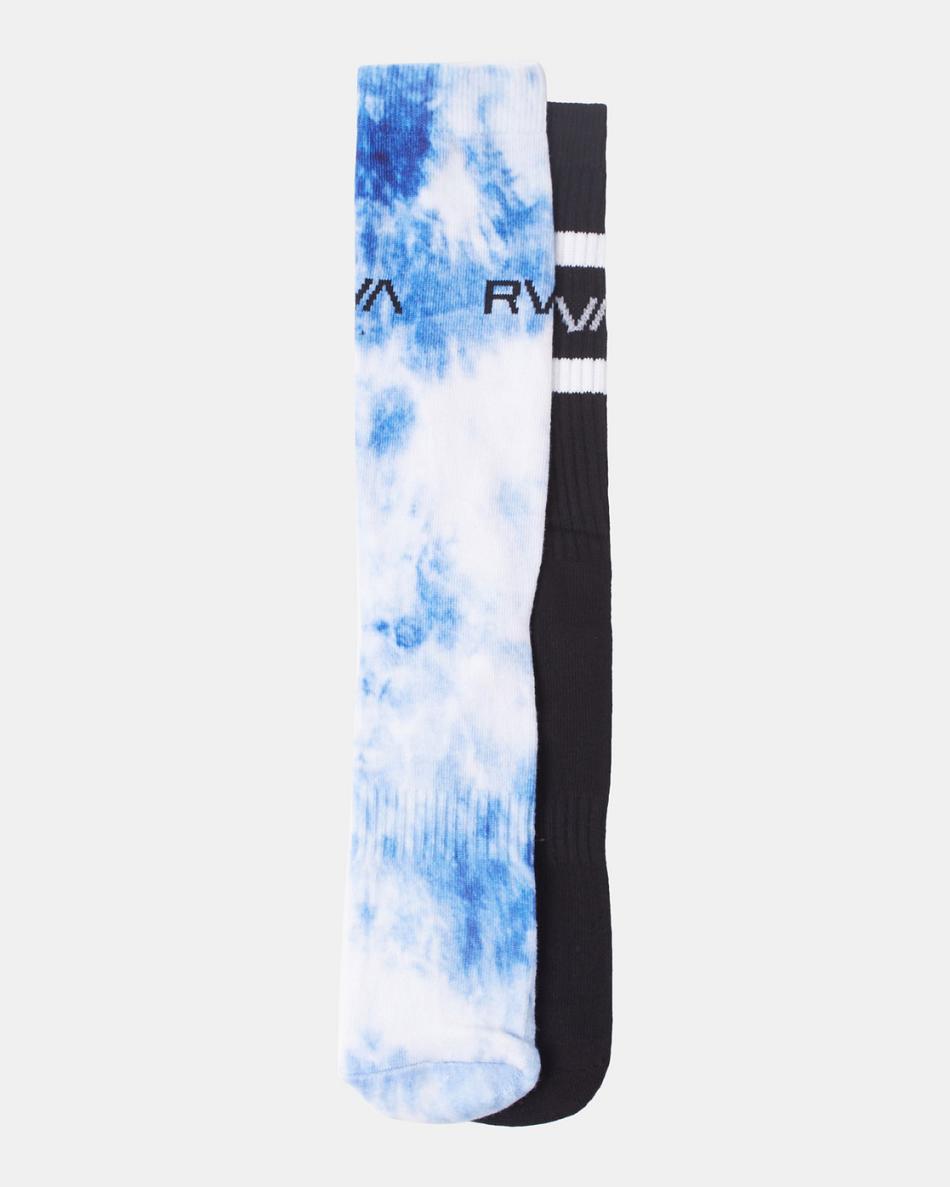 Calcetines Rvca 2 Pack Tie-Dye Crew Hombre Azules | ZCONQ43601