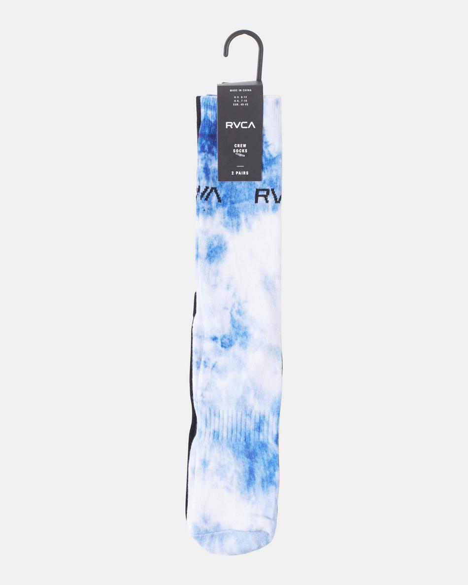 Calcetines Rvca 2 Pack Tie-Dye Crew Hombre Azules | ZCONQ43601