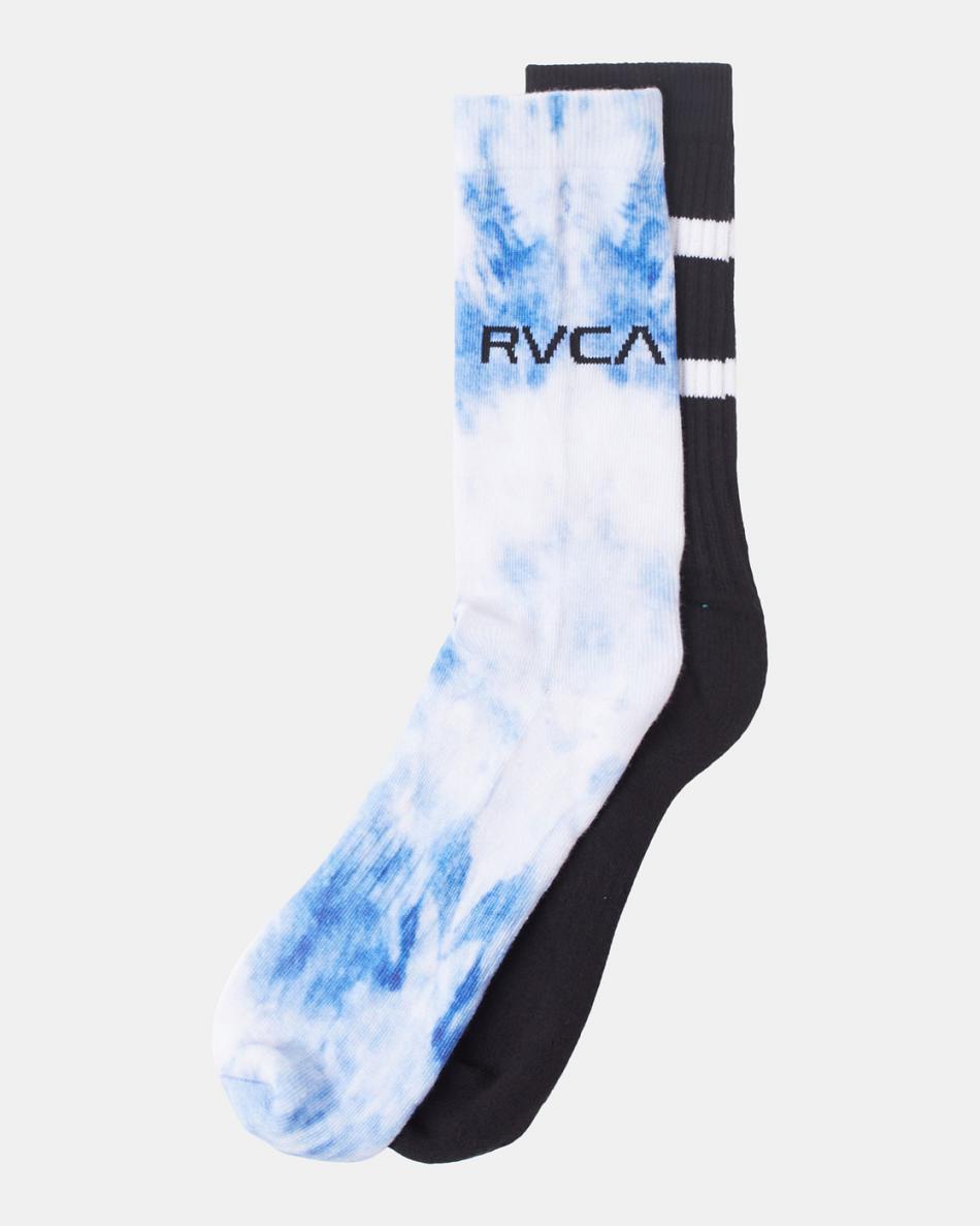 Calcetines Rvca 2 Pack Tie-Dye Crew Hombre Azules | ZCONQ43601