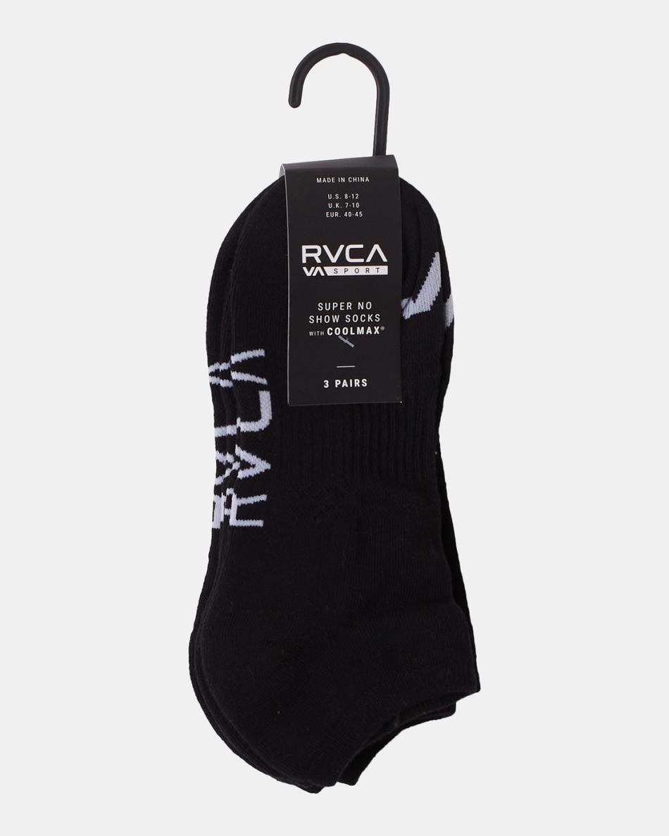 Calcetines Rvca 3 Pack Deporte Logo Super No-Show Hombre Negras | SCONY88596