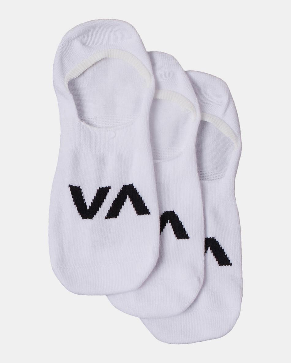 Calcetines Rvca 3 Pack Logo No-Show Hombre Blancas | COXMI51869