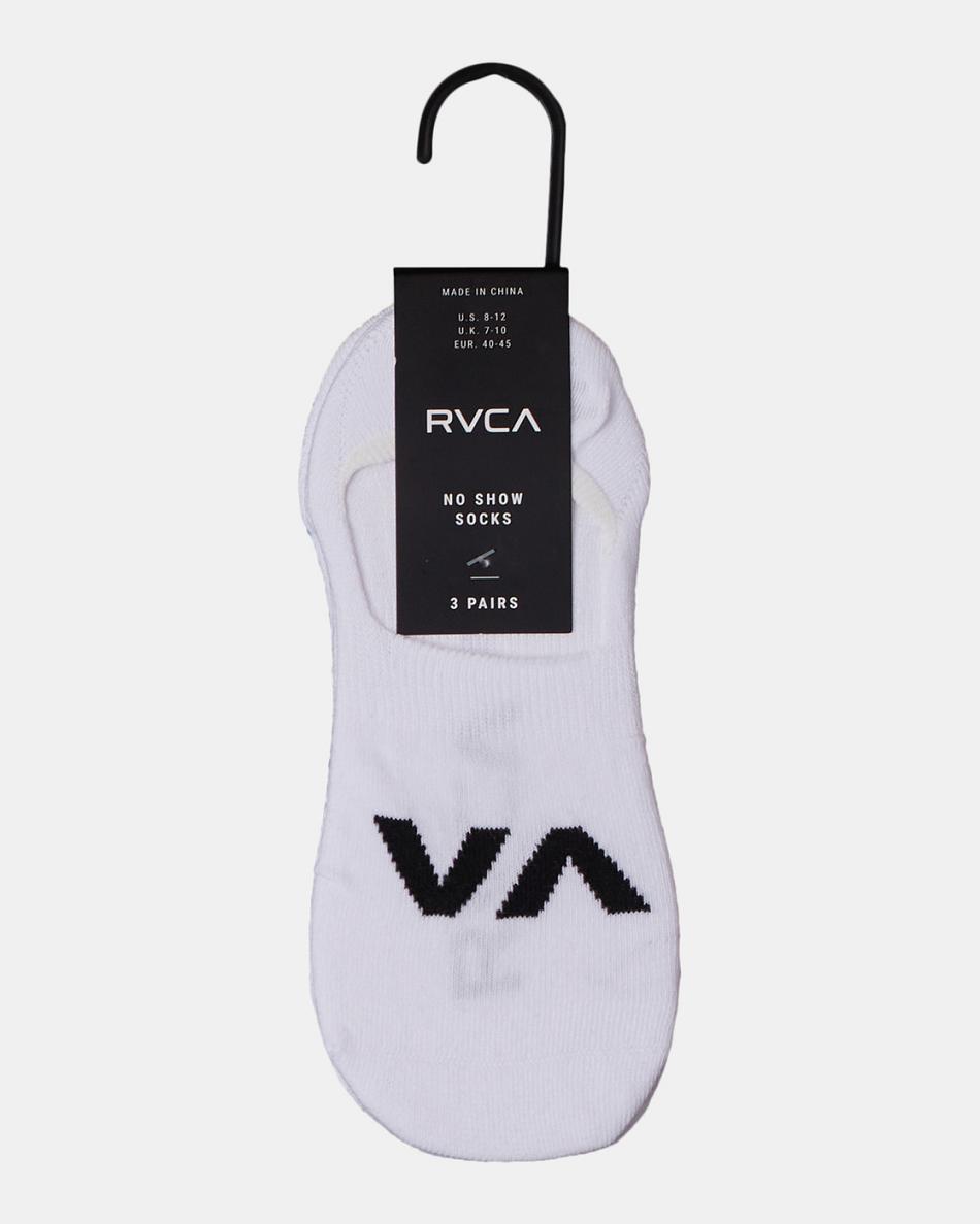 Calcetines Rvca 3 Pack Logo No-Show Hombre Blancas | COXMI51869