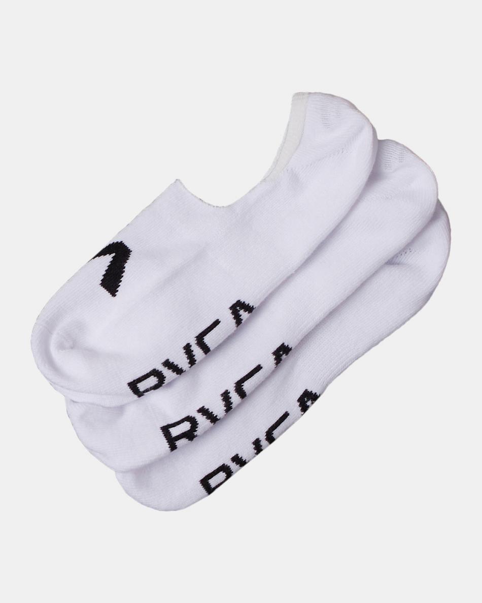 Calcetines Rvca 3 Pack Logo No-Show Hombre Blancas | COXMI51869