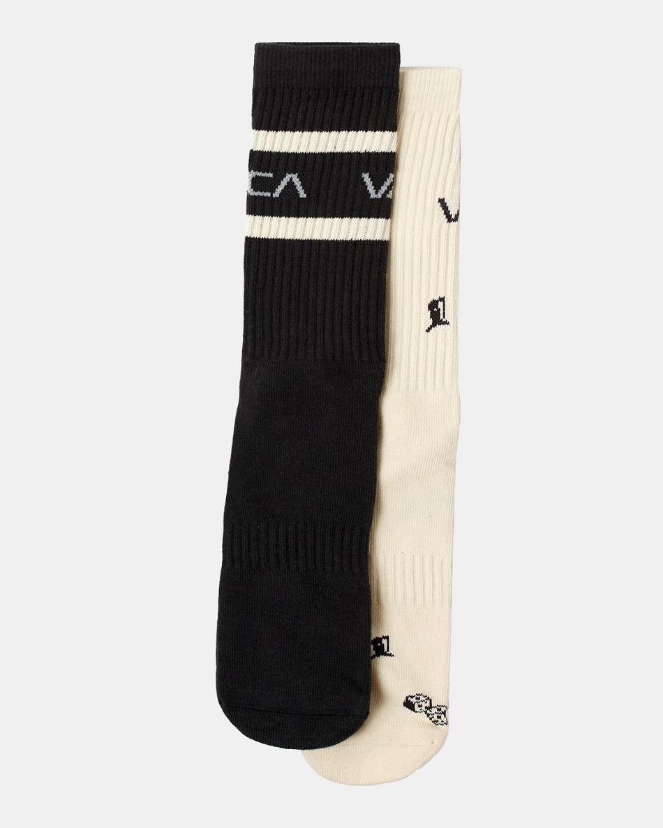 Calcetines Rvca Dice 2 Pack Hombre Black/White | COEAH19528