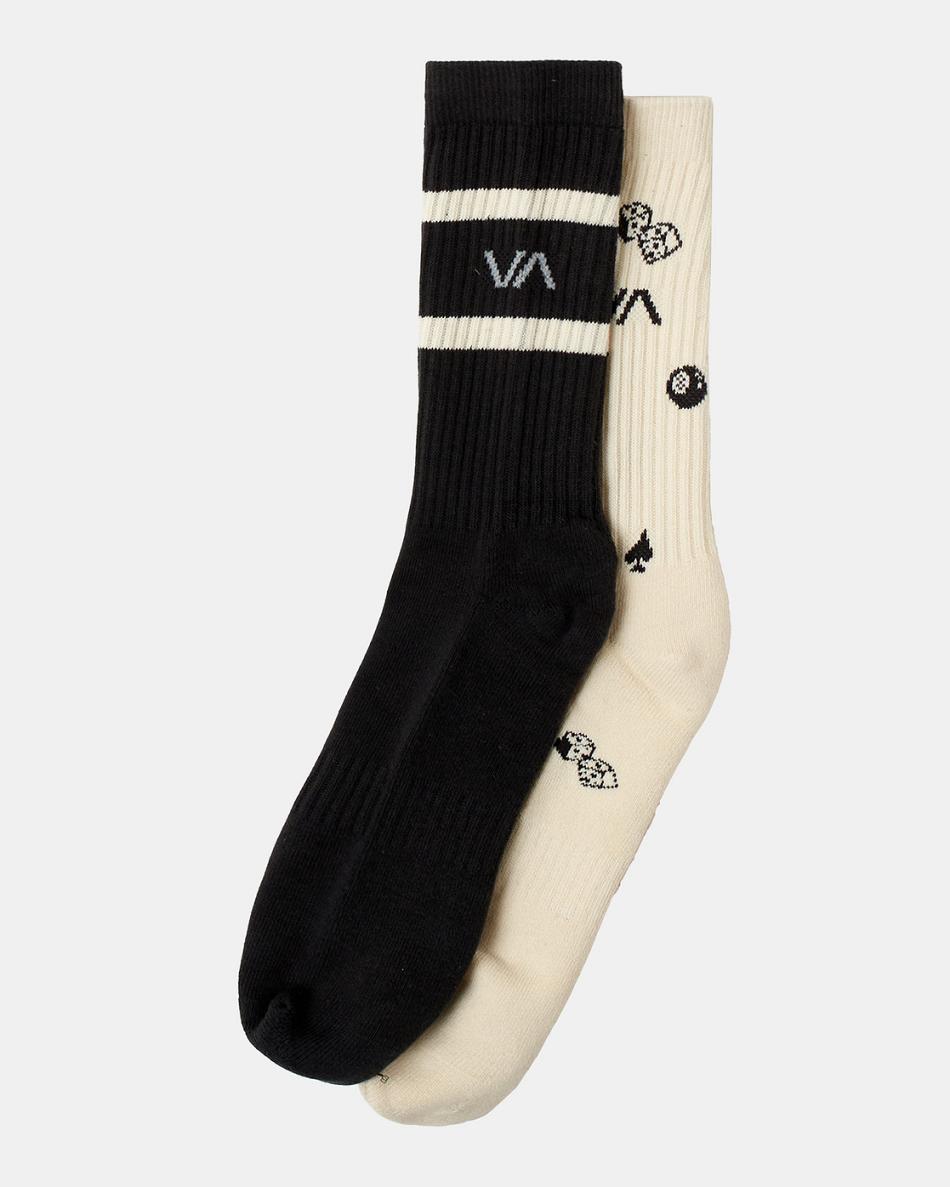 Calcetines Rvca Dice 2 Pack Hombre Black/White | COEAH19528