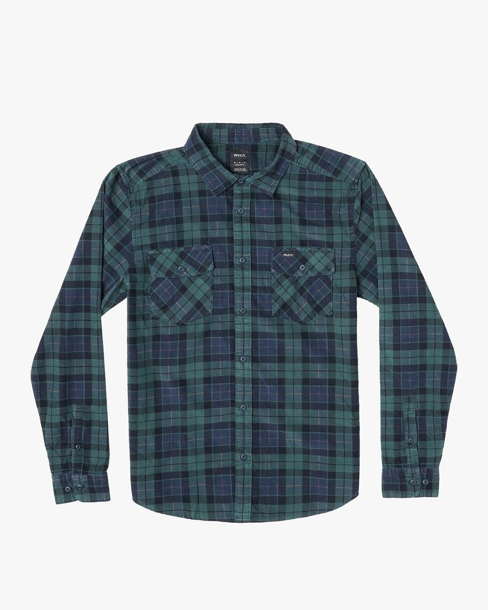 Camisas Rvca Blues Walk Cord Long Sleeve Niño Verde | COICD34398