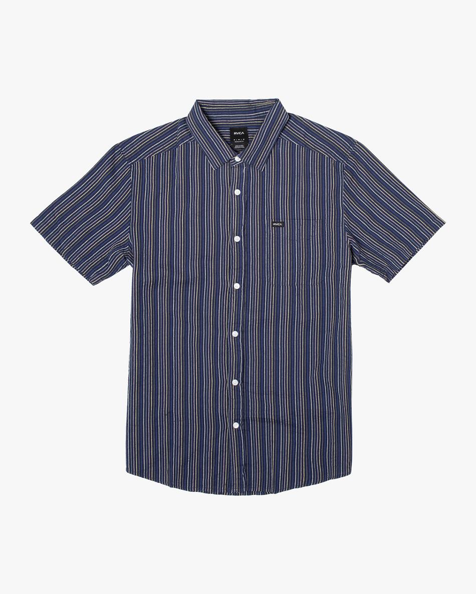 Camisas Rvca Endless Seersucker Corta Sleeve Niño Azules | GCOEC18817