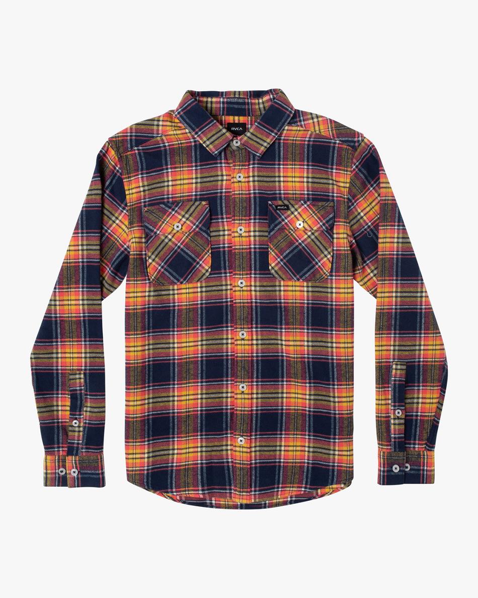 Camisas Rvca Trabajo Plaid Flannel Niño Coral | COJKU64777