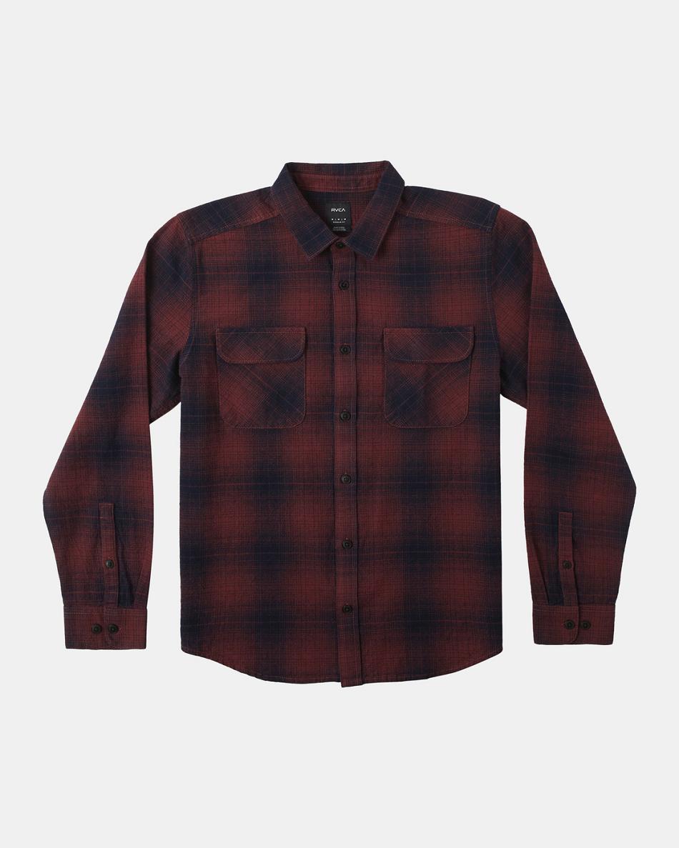 Camisas Rvca Vesuvio Flannel Long Sleeve Niño Rojas | COEGJ26116