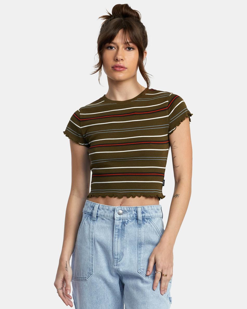 Camiseta Tirantes Rvca Classmate Crop Mujer Verde Oliva Oscuro | ECOHC31972