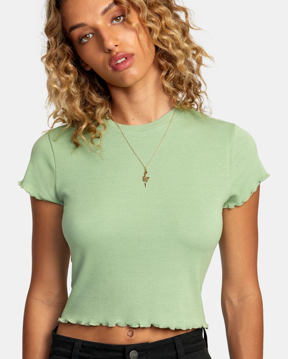 Camiseta Tirantes Rvca Classmate Crop Mujer Basil | FCOUI80099