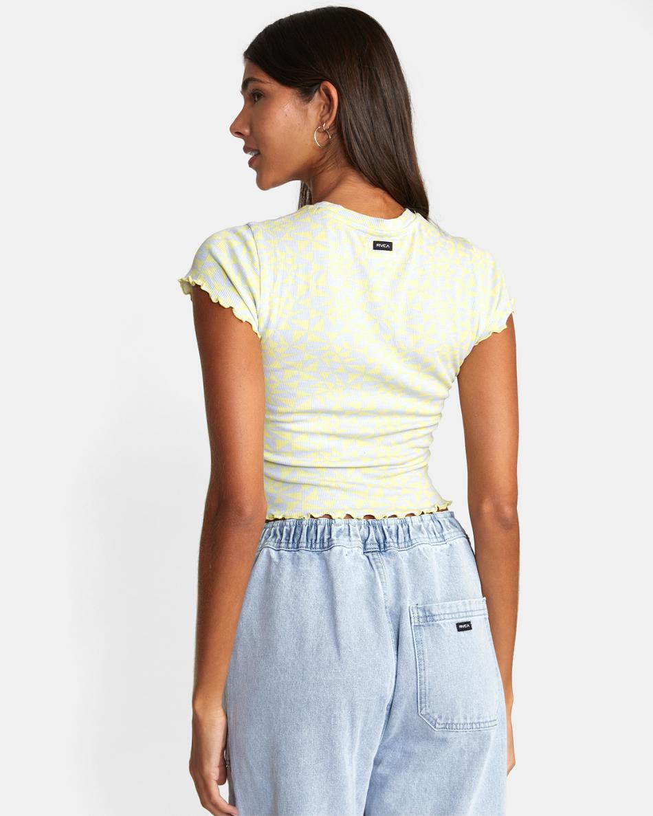 Camiseta Tirantes Rvca Classmate Crop Mujer Amarillo | LCOSX43273