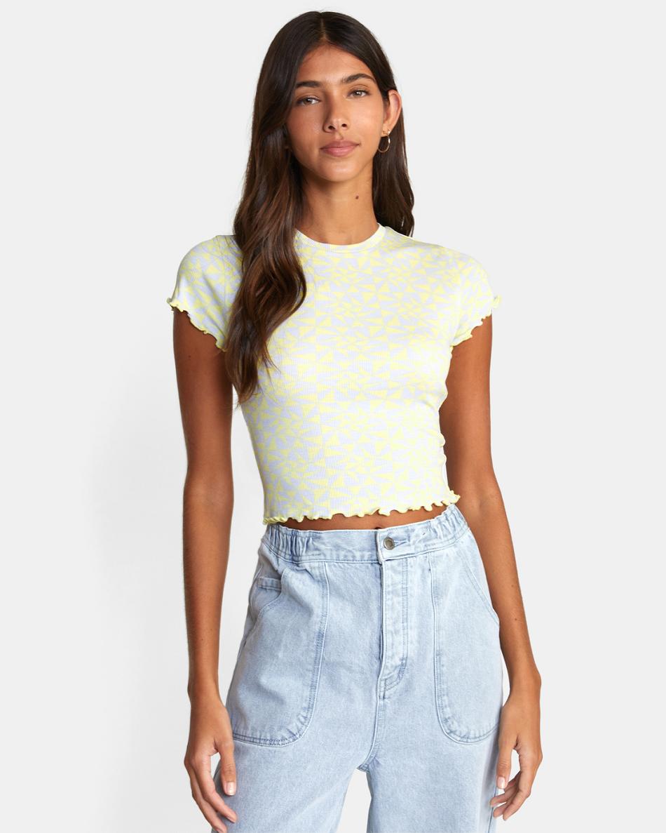 Camiseta Tirantes Rvca Classmate Crop Mujer Amarillo | LCOSX43273