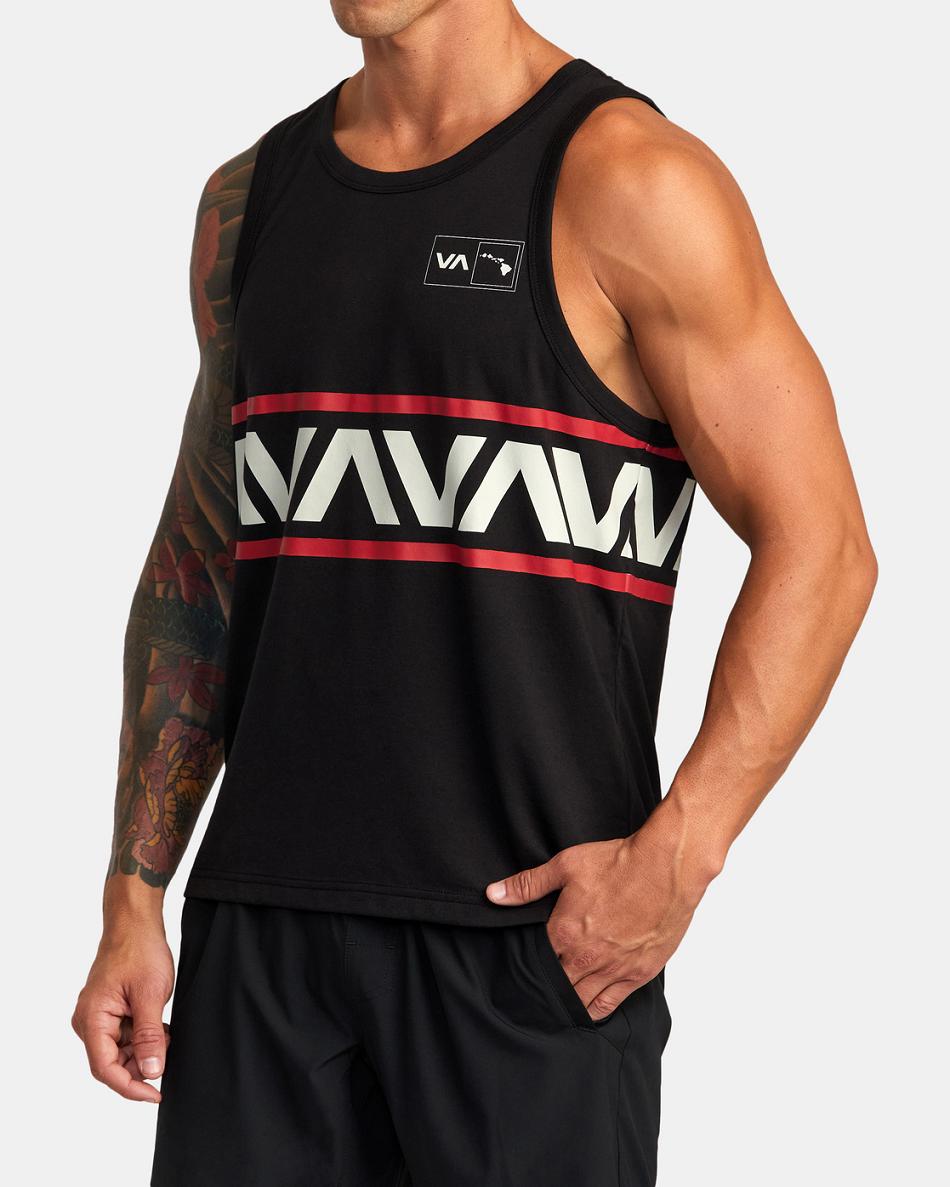 Camiseta Tirantes Rvca Hawaii Banded Hombre Negras | QCOUV70346