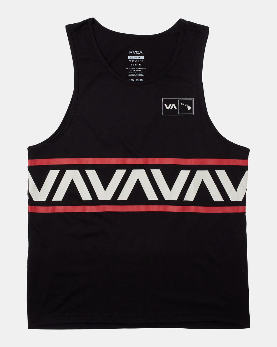 Camiseta Tirantes Rvca Hawaii Banded Hombre Negras | QCOUV70346