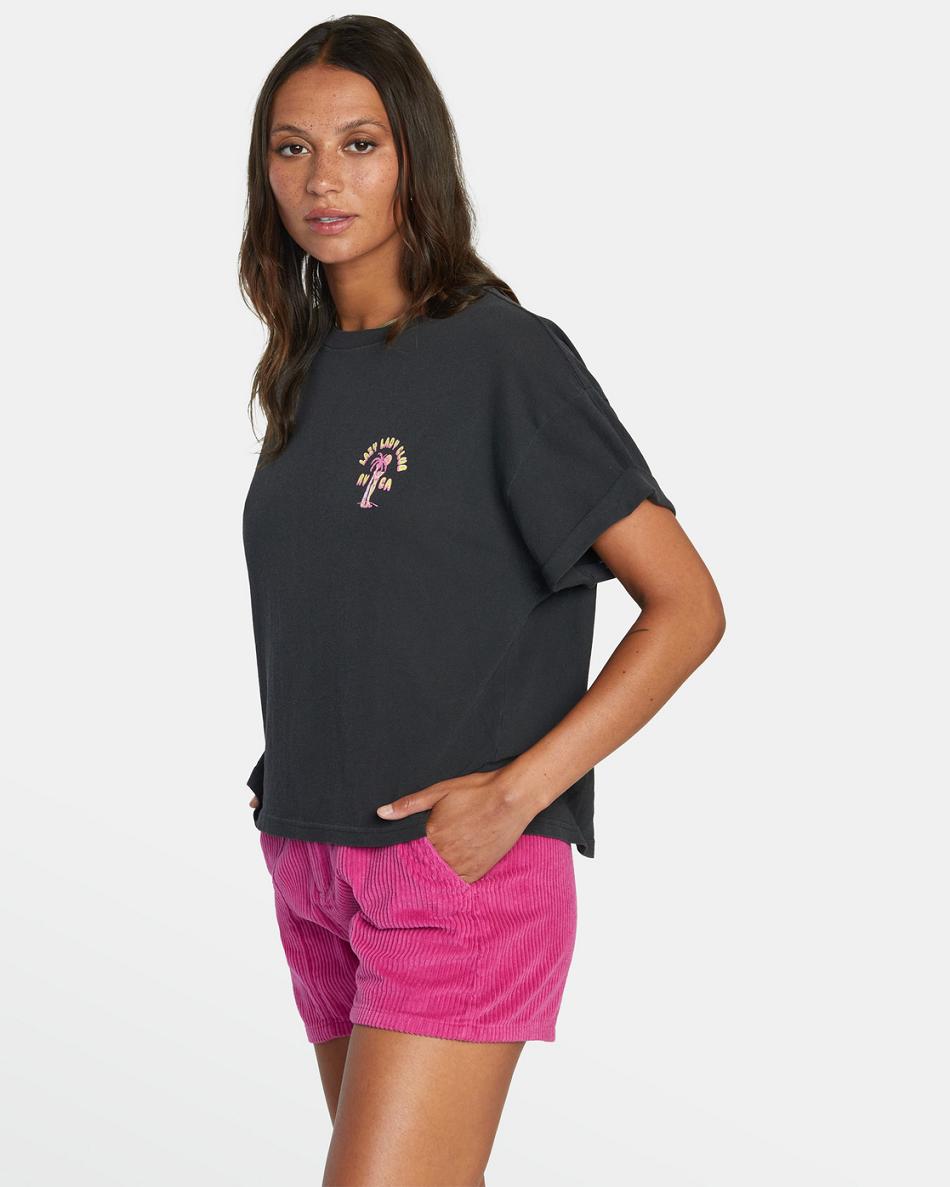 Camiseta Tirantes Rvca Lazy Club Estampadas Mujer Negras | COJBT57251