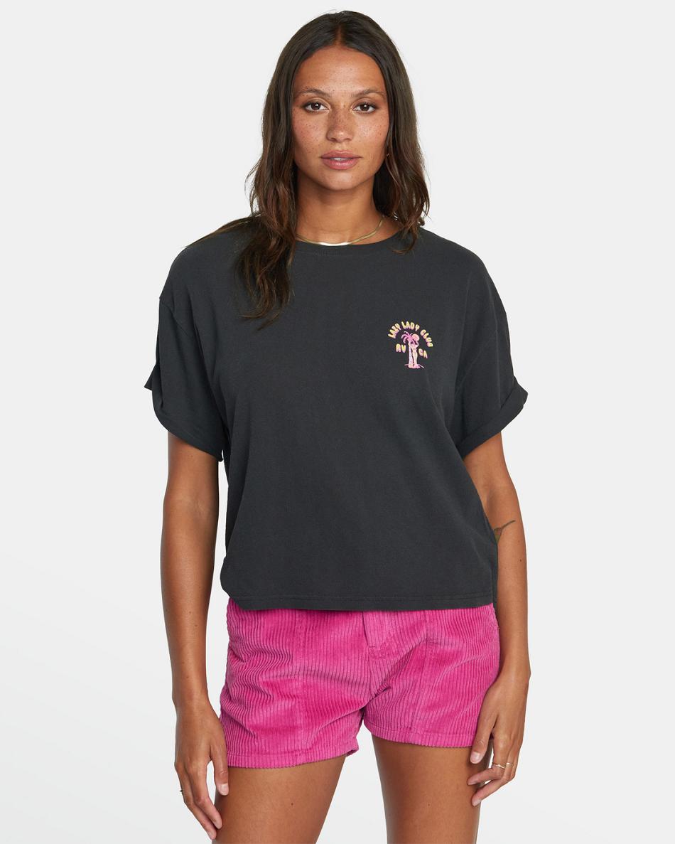 Camiseta Tirantes Rvca Lazy Club Estampadas Mujer Negras | COJBT57251