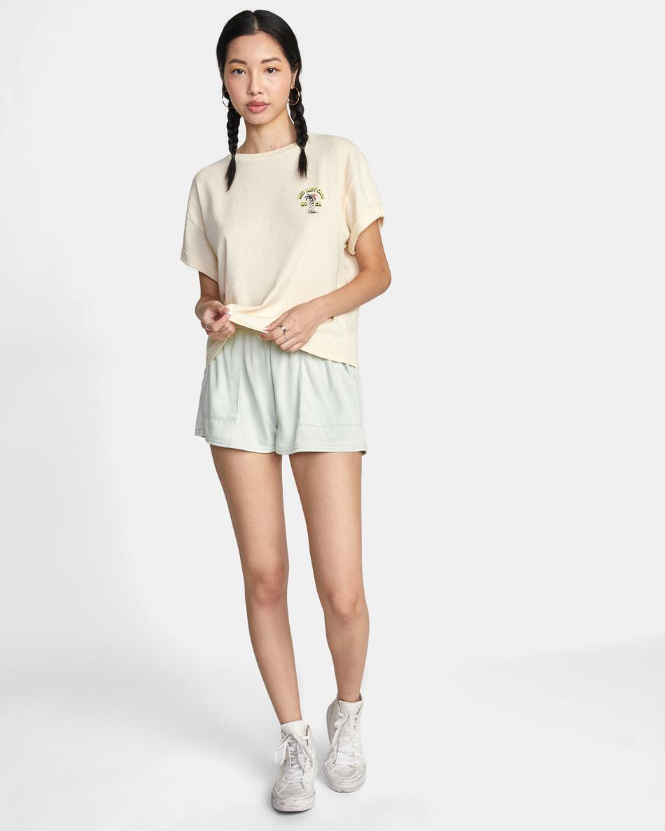 Camiseta Tirantes Rvca Lazy Club Estampadas Mujer Creme | QCOUV83518