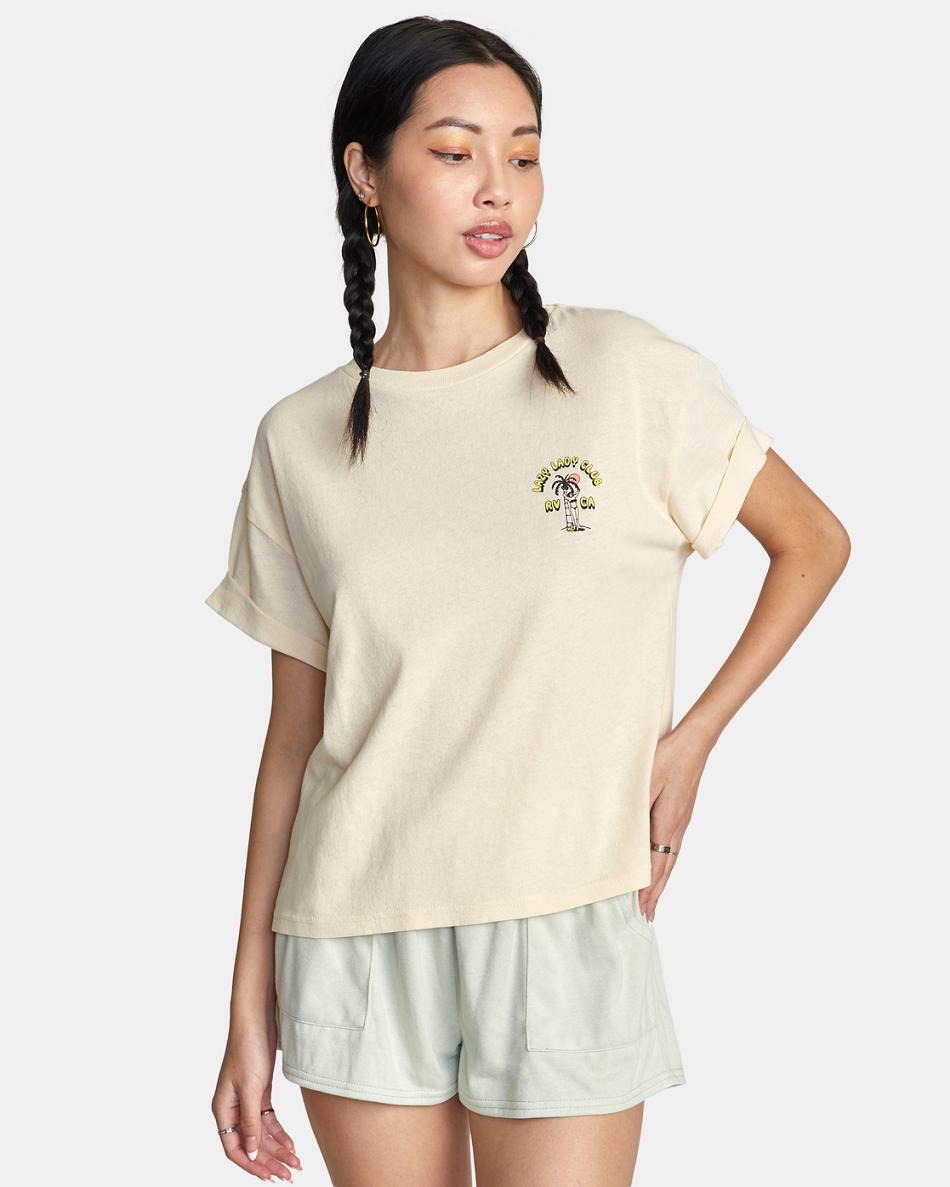 Camiseta Tirantes Rvca Lazy Club Estampadas Mujer Creme | QCOUV83518