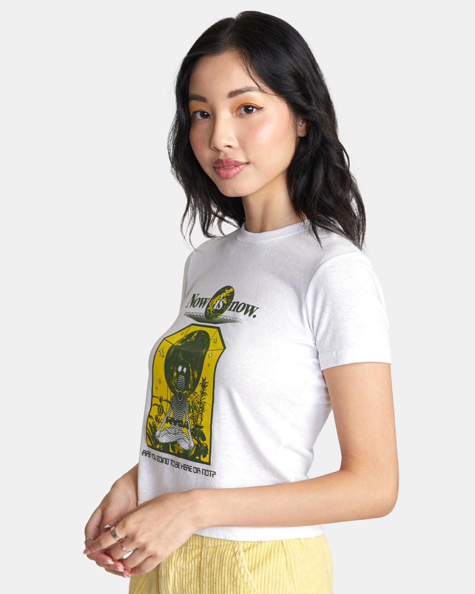 Camiseta Tirantes Rvca Now Is Now Shrunken Estampadas Mujer Blancas | FCOHY26574