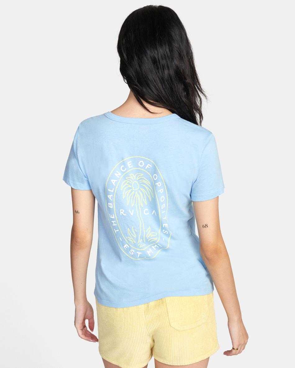 Camiseta Tirantes Rvca Palm Seal Slim-Fit Estampadas Mujer Azules | PCOER62373