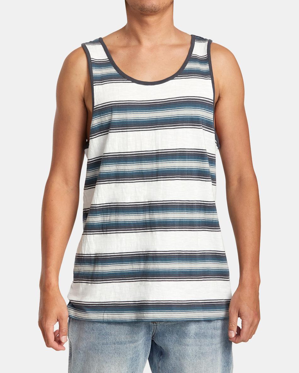 Camiseta Tirantes Rvca Polanco Stripe Hombre Blancas | COQCS72237