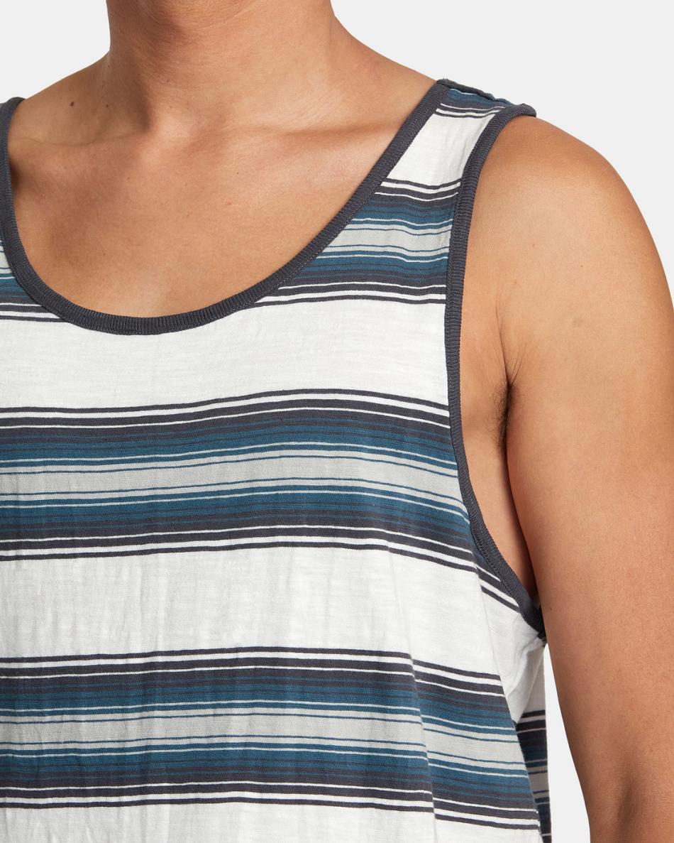 Camiseta Tirantes Rvca Polanco Stripe Hombre Blancas | COQCS72237