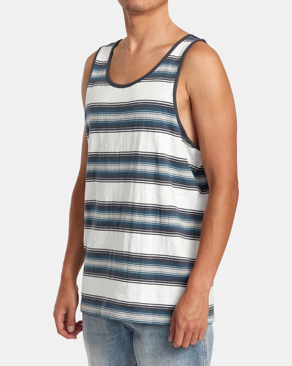 Camiseta Tirantes Rvca Polanco Stripe Hombre Blancas | COQCS72237