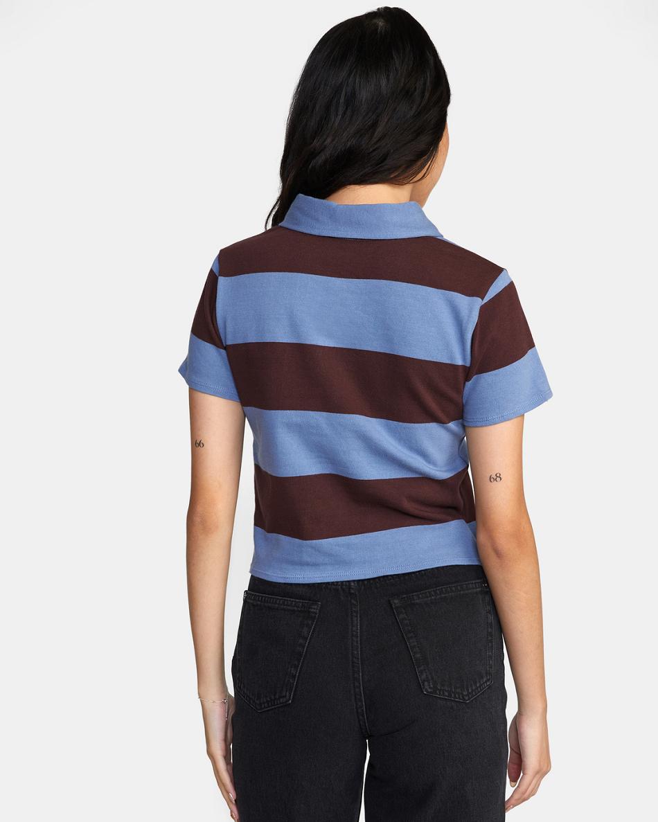 Camiseta Tirantes Rvca Replay Cropped Polo Mujer Azules | COIIZ61071