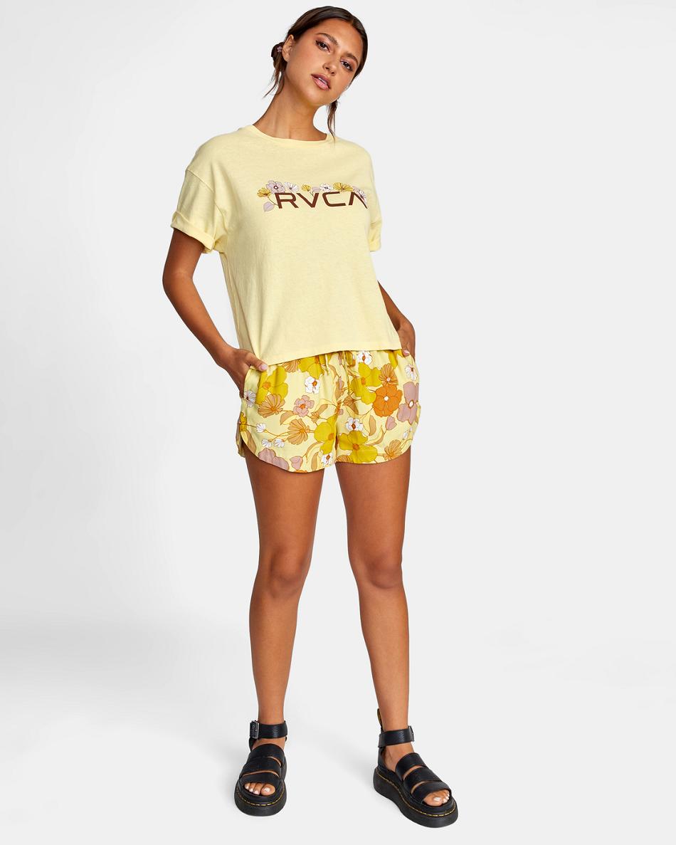 Camiseta Tirantes Rvca Retro Floral Estampadas Mujer Amarillo | BCOSD89836