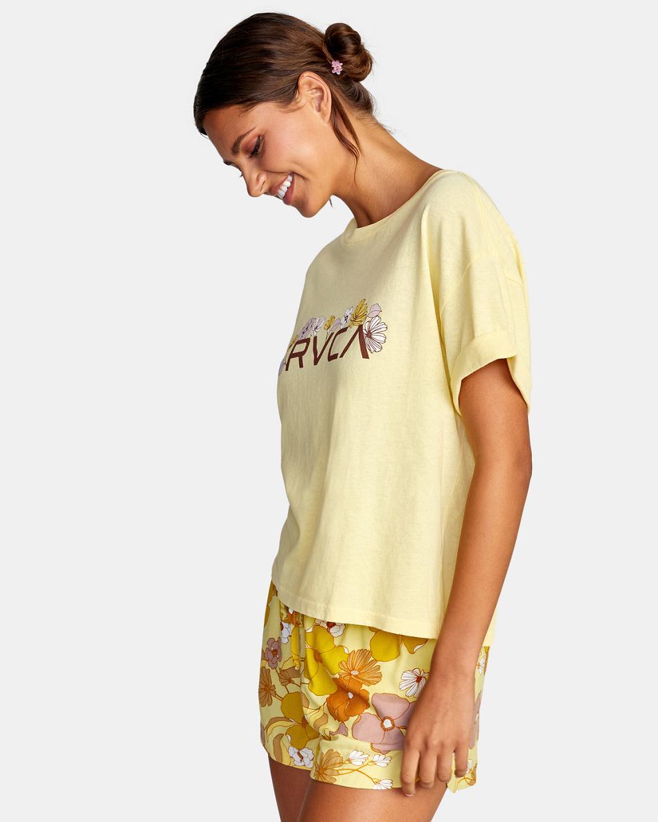 Camiseta Tirantes Rvca Retro Floral Estampadas Mujer Amarillo | BCOSD89836