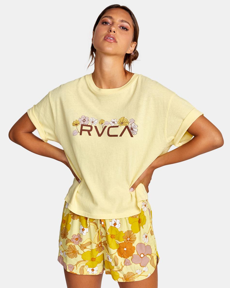 Camiseta Tirantes Rvca Retro Floral Estampadas Mujer Amarillo | BCOSD89836