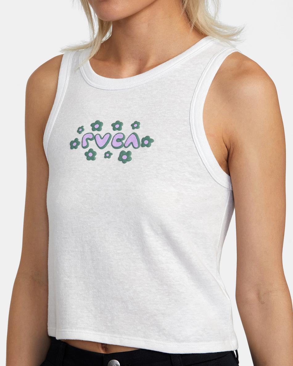 Camiseta Tirantes Rvca Retro Puff Estampadas Mujer Blancas | COXMI97400