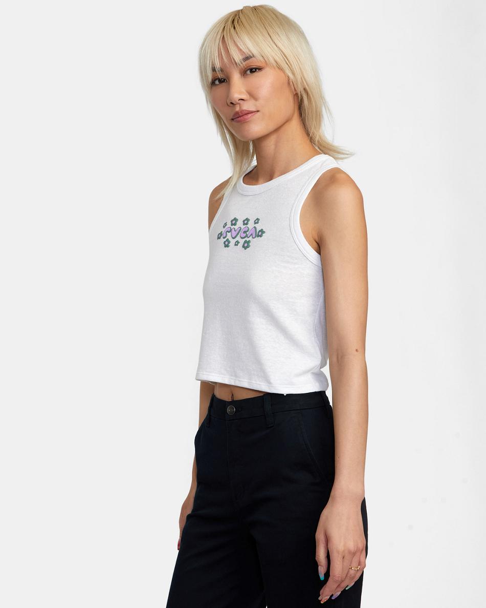 Camiseta Tirantes Rvca Retro Puff Estampadas Mujer Blancas | COXMI97400